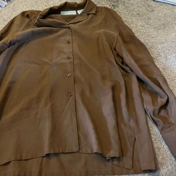 Silk exchange small brown blouse - Picture 3 of 6